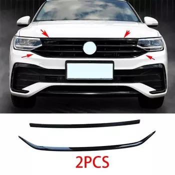 Для Volkswagen Tiguan 2022 2023 ABS глянцевая черная передняя решетка спортивный черный комплект кузова центральная решетка молдинг накладка накладка 6 шт.