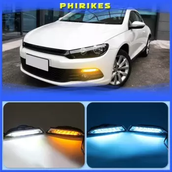 Для VW Scirocco 2008-2013 Автомобильная передняя светодиодная боковая габаритная лампа Янтарные указатели поворота и белые DRL дневные ходовые огни