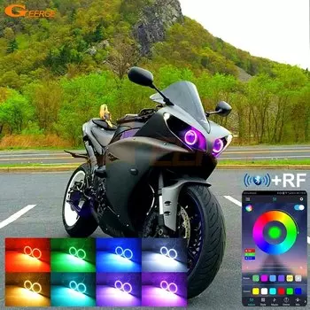Для Yamaha R1 YZF-R1 2009 2010 2011 2012 2013 2014 RF Remote BT App Многоцветный ультра яркий RGB светодиодный комплект Angel Eyes Halo Rings