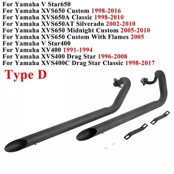 Для Yamaha V Star400 Star650 XVS400 XVS650A XVS650AT Dragstar 400 650 мотоциклетный глушитель с двойным звеном выхлопной трубы