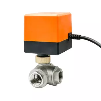 DN15 3-ходовой шаровой кран из нержавеющей стали с электроприводом 220 В 12 В 24 В T Тип электрический шаровой кран 3-проводной 2 управления