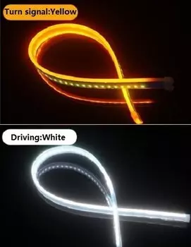 Дневные ходовые огни для автомобиля, 2 шт., дневные ходовые огни, гибкая водонепроницаемая полоса, автомобильные фары, белый сигнал поворота, желтые стоп-сигналы, 12 В
