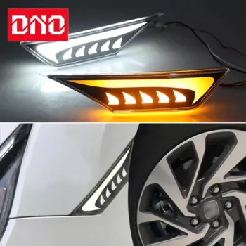 Дневные ходовые огни для Honda Civic 2016-2020, желтые Автомобильные дневные ходовые огни, дневные ходовые огни, дневные ходовые огни
