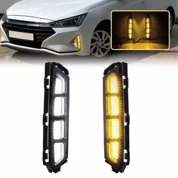 Дневные ходовые огни для Hyundai Elantra 2019 2020, дневные ходовые огни, белый и желтый свет, указатели поворота, автомобильные аксессуары, 12 В, 2 шт.
