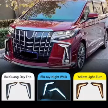 Дневные ходовые огни для Toyota Alpha Alfa Romeo 2019-2020, 2 шт., желтые и синие, трех цветов