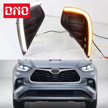 Дневные ходовые огни для Toyota Highlander 2020 2021, желтый сигнал поворота, дневные ходовые огни