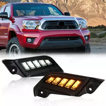 Дневные ходовые огни для Toyota Tacoma 2012, 2013, 2014, 2015, дневные ходовые огни, дневные ходовые огни, желтые указатели поворота, 12 В, автомобильные аксессуары