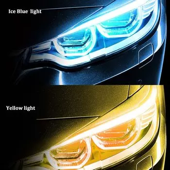 Дневсветильник ходосветодиодный светодиодные огни с динамическим сканированием, 2 шт., Водонепроницаемая Автомобильная мягкая трубсветодиодный, светодиодная полоса DRL, плавные поворотники, световые индикаторы s 12 в 30/45/60 см