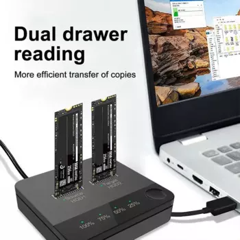 Док-станция 2 Bay M.2 Sata K4a6, устройство для дублирования ssd, поддержка Sd-карт, светодиодная док-станция