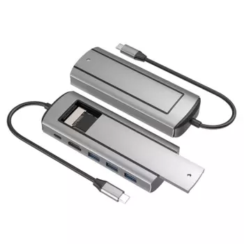 Док-станция 6-в-1 с SSD-накопителем M.2, USB Type C