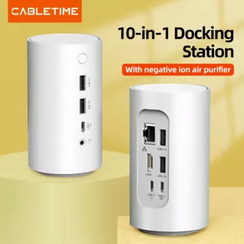 Док-станция CABLETIME с Type C на Multi HDMI, совместимая с USB 3,0, с адаптером питания, док-станция для MacBook Pro, Dell C8