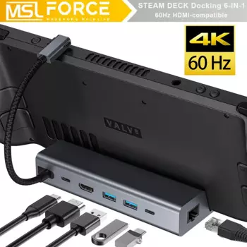 Док-станция для паровой колоды 6-в-1 док-станция с HDMI RJ45 USB 3,0 PD зарядный порт совместимый клапан потоковая колода концентратор аксессуары