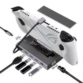Док-станция для ROG Ally/Steam Deck/Switch/OLED Dock с M.2 Nvme SSD корпус 4K @ 60 Гц 100 Вт USB C Hub аксессуары