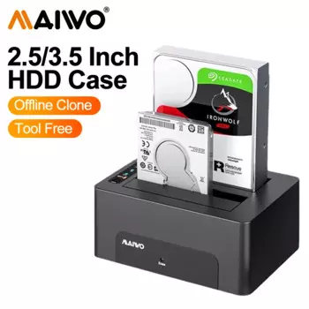 Док-станция для внешних жестких дисков MAIWO 2 Bay USB 3,0 к SATA Dual Bay, док-станция для клонирования, стирания, док-станция для 2,5/3,5 дюймового HDD/SSD-бокса с клонированием