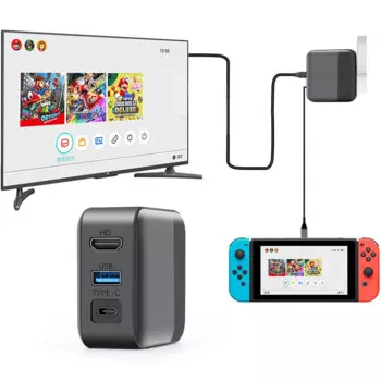 Док-станция для зарядки Nintendo Switch, 2 в 1, USB TYPE-C