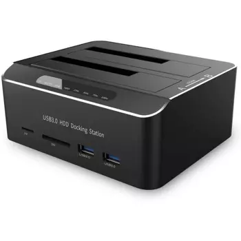 Док-станция для жестких дисков USB 3.0, алюминиевая док-станция для жестких дисков с двумя отсеками для 2,5 "3,5" SATA HDD SSD с SD TF картой