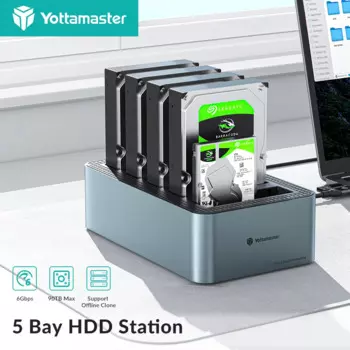 Док-станция для жесткого диска Yottamaster 5 Bay с автономным клонированием SATA к USB3.0 2,5 дюйма 3,5 дюйма корпус для жесткого диска SSD/HDD док-станция