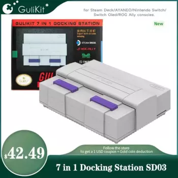 Док-станция Gulikit 7 в 1 SD03, док-станция для игровых аксессуаров для палубы Steam AYANEO Nintendo Switch NS OLED ROG Ally, консоли