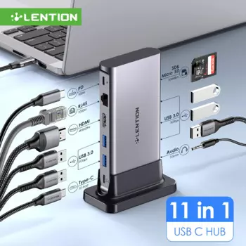 Док-станция LENTION 10 в 1, 4K 60 Гц, HDMI, PD100W, USB 3,0