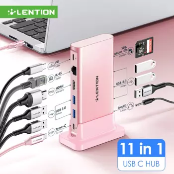Док-станция LENTION USB C 4K HDMI 60 Гц PD 100 Вт VGA USB 3,0 2,0 Type C для MacBook Pro Air M2 M1