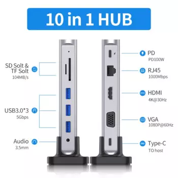 Док-станция LENTION USB C PD100W 4K60Hz, док-станция с разъемом Type-C USB 3,0 для ноутбука MacBook Pro Air, адаптер USB C