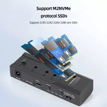 Док-станция M.2 NVMe для HDD, 10 Гбит/с, Type-C, 3,1 дюйма