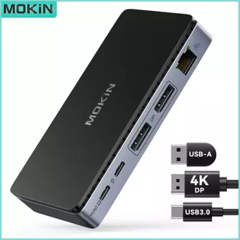 Док-станция MOKiN USB C с двумя портами 8 в 1, док-станция для ноутбука, два монитора с 2 портами DP 4K @ 60 Гц Gigabit Ethernet 100 Вт