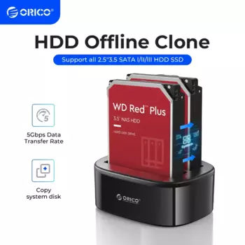Док-станция ORICO для двух жестких дисков с автономным клонированием SATA на USB 3,0, док-станция для клонирования жестких дисков 2,5/3,5 дюйма