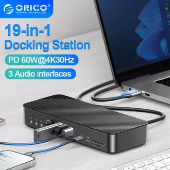 Док-станция ORICO с разъемом типа C на 4K HDMI-Com VGA, 3,5 мм