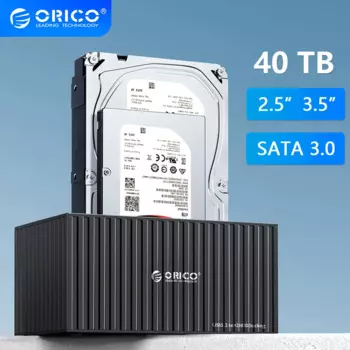 Док-станция ORICO SATA HDD SSD для корпуса жесткого диска 2,5 "3,5" с двумя отсеками для HD-диска, коробка USB C 3,0 для портативных ПК