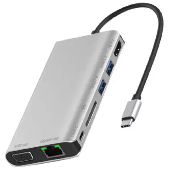 Док-станция Type-C 8 в 1 для HDTV + VGA + USB3.0 + SD + Gigabit LAN + PD Запасные части док-станции Type-C