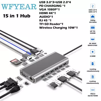 Док-станция USB3.0 Hub 3 с портами 5 Гбит/с, 4, 480 Мбит/с