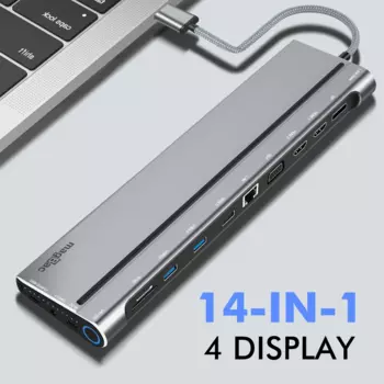 Док-станция USB C для ноутбука Thunderbolt 4/3 Lenovo Dell XPS HP, док-станция типа C, хаб 2x HDMI DP VGA USB 3,0 RJ45 PD 100 Вт