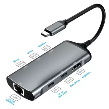 Док-станция USB C с 4K HDMI USB 3,0 RJ45 PD 100 Вт Type C док-станция для Macbook Pro Air Thunderbolt 4/3 HP ноутбука