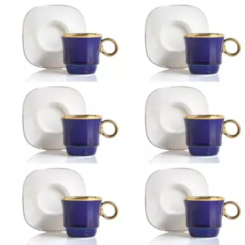 DOLBOVI 6l Set Porcelain Turkish coffee cup and Saucer Set Navy Blue mug кружка coffee cup cup