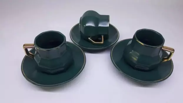 DOLBOVI Acar 6'l Porcelain Square Mat coffee cup Pad 10265-YAKUT mug кружка coffee cup cup