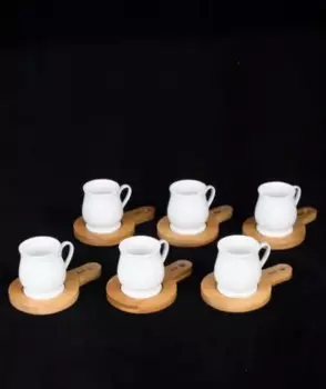 DOLBOVI Acar Bamboo Sunumlu 6'l Porcelain White coffee cup Pad 9608 mug кружка coffee cup cup