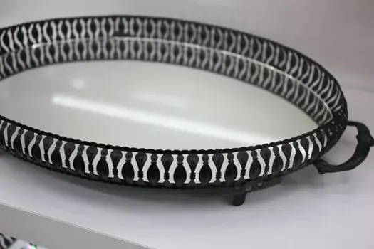 DOLBOVI Black Mirrored Oval Engagement Promise service tray 27x18 cm tray поднос plateau de service