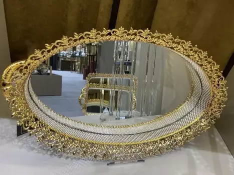 DOLBOVI Canba Six Silver Mounted Golden Ellipse tray (C210.2700) tray поднос plateau de service