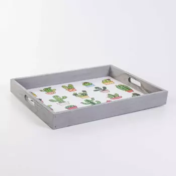 DOLBOVI Euro Flora Cactus Pattern Wooden tray 45x35x5 Cm tray поднос plateau de service