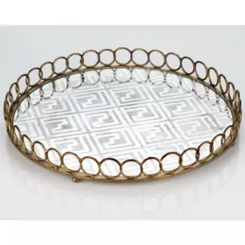 DOLBOVI Porio Tumbled Pattern Mirror Metal Round tray 46x46 tray поднос plateau de service