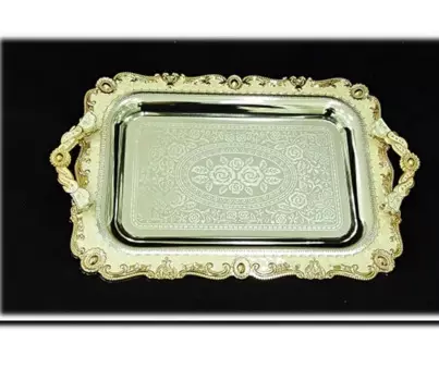 DOLBOVI tray Luxury Cabochons Auriferous White Medium 40X26 Cm. tray поднос plateau de service
