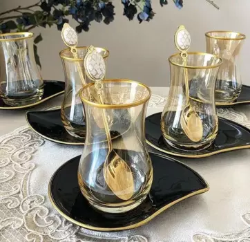 DOLBOVILUX Black Gold Dish 12 Piece Tea cup Tea Saucer Tea Set mug кружка coffee cup cup tazas