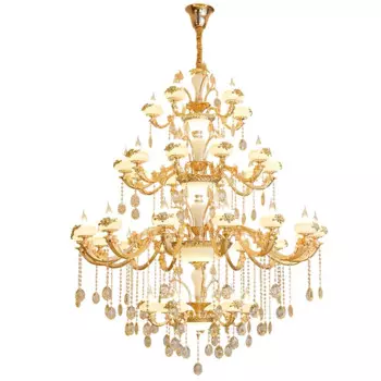 , Долго люстра Гостиная люстра лампы дуплекс пол Villa Hotel светодио дный люстры Jade E14 подвесной светильник золотой светильник хрустальная люстра люстры светодиодные люстра в гостинную люстра потолочная