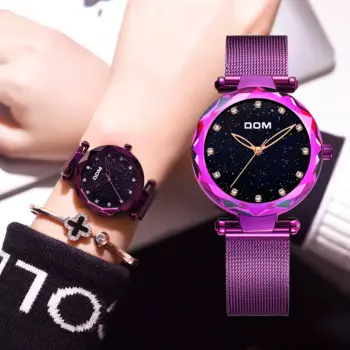 DOM брендовые роскошные женские часы со звездным небом, минимализм, модные повседневные женские наручные часы, женские водонепроницаемые часы