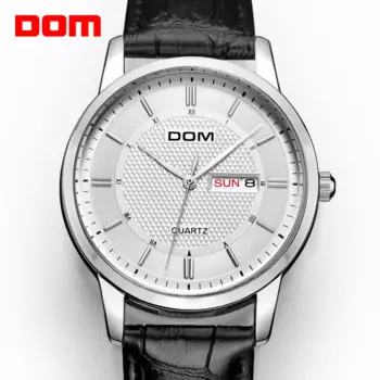 DOM модные кварцевые часы мужские роскошные брендовые водонепроницаемые мужские наручные часы с кожаным ремешком Мужские часы 2018