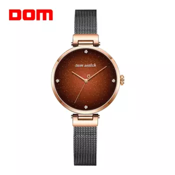 DOM женские часы DOM Роскошные модные женские кварцевые наручные часы женские стальные водонепроницаемые часы женские часы
