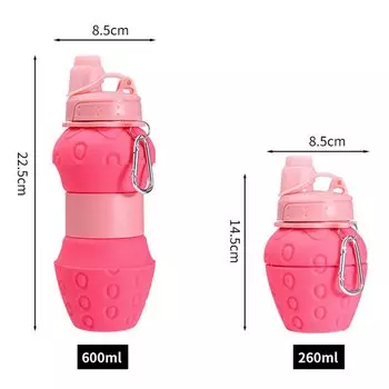 Donirt силиконовая складная бутылка для воды клубничка 600 мл