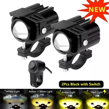 Дополнительные фонари головного света для мотоцикла, противотуманные фары, лампа с увеличенным радиусом действия, дополнительные фонари для мотовездехода, 12-80 в