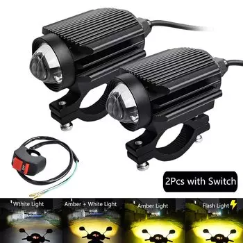 Дополнительные светодиодные фары 12 В для мотоцикла, противотуманные фары, лампа, вспомогательные прожекторы, линзы, передние фары дальнего/ближнего света/стробоскопического света